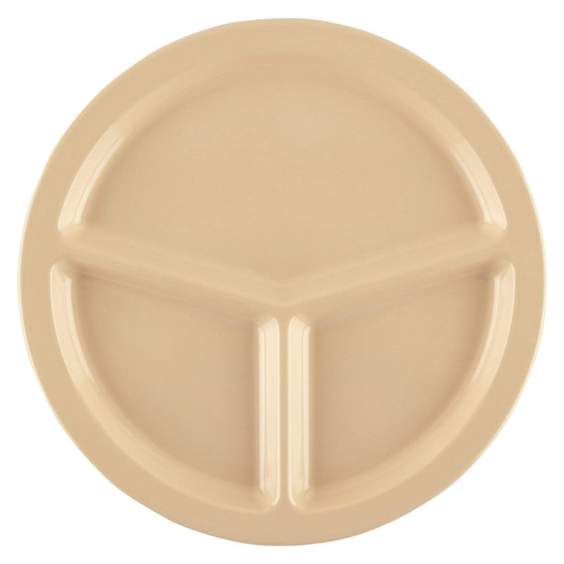 GET CP-533-T Melamine 3-Compartment Divided Plates, 10"", Tan (Set of 12) - Image 3